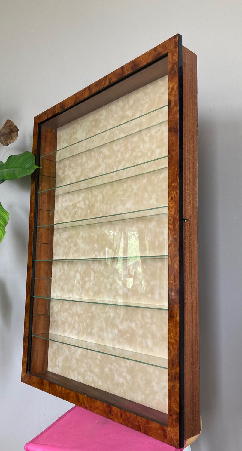 Peli-folies wall showcase in real elm magnifying glass, french manufacture (available)