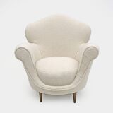 Mid-Century Modern Italian Bouclè Curved Armchair, 1950s