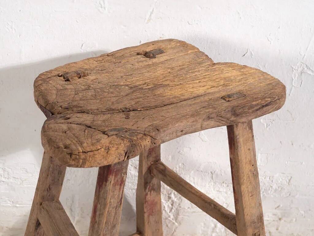 Antique stool in wabi-sabi style (c.1900) #9