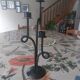 3-spoke wrought iron candle holder