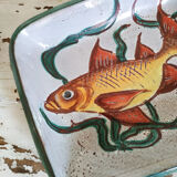 Former rectangular ceramic dish hand decoration Vallauris