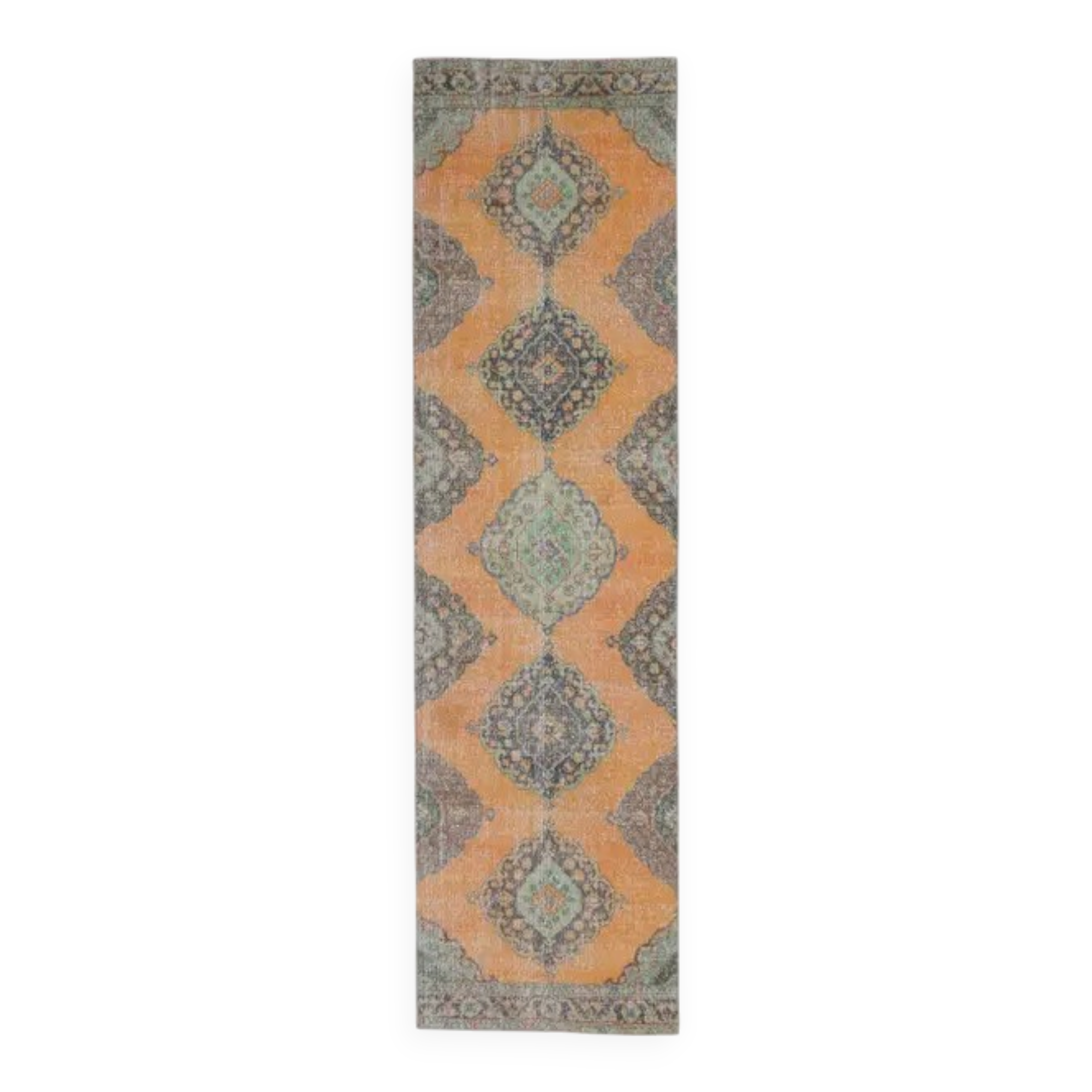 1960s Turkish Hand-Knotted Oriental Runner Rug 100x385