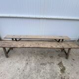 Pair of solid wood farmhouse benches 220cm for rustic farmhouse table.