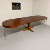 Extendable table with central leg, Italian design by Luigi Bartolini, vintage.