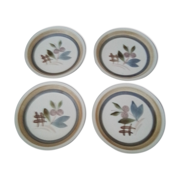 4 assiettes en grès de Gien Modèle Kilifi diam 21 cm