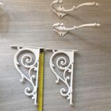 Enamelled cast iron glass shelf holders style "bistrot"