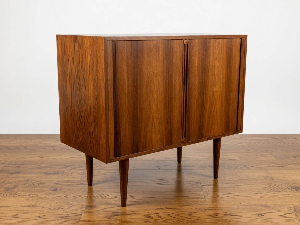 Rosewood Tambour Door Cabinet By Kai Kristiansen For Feldballes