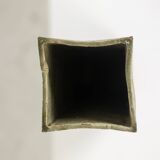 Brutalist stoneware vase with a floral decoration. 1970s.