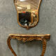 Louis XV Baroque console in natural wood with its mirror
