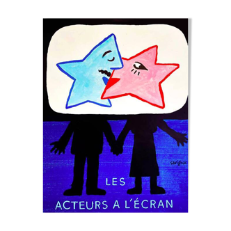 Original poster JLes Acteurs A L'Ecran by Raymond Savignac 1993 - Small Format - On linen