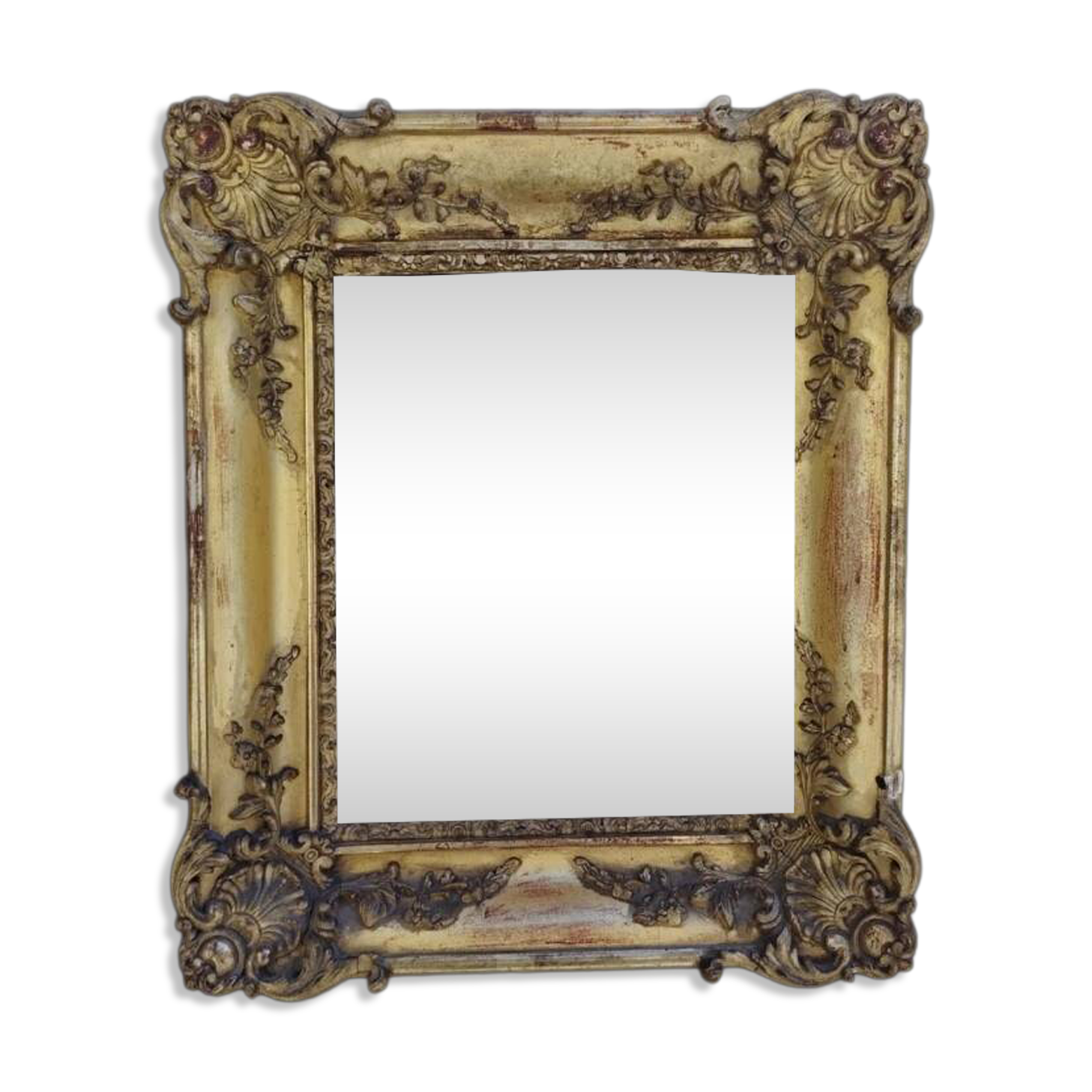 miroir Baroque Fin XIXe Siècle En Bois Et Gypse Doré