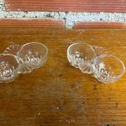 Pair of Antique Art Deco Molded Glass Salt and Pepper Shakers