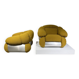 Paire de fauteuils jaunes italiens par Piazzesi