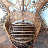 Peacock rattan armchair, circa 1960