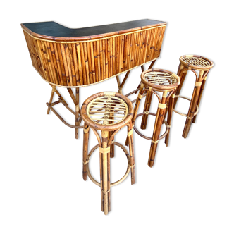 Vintage rattan bar around 1960