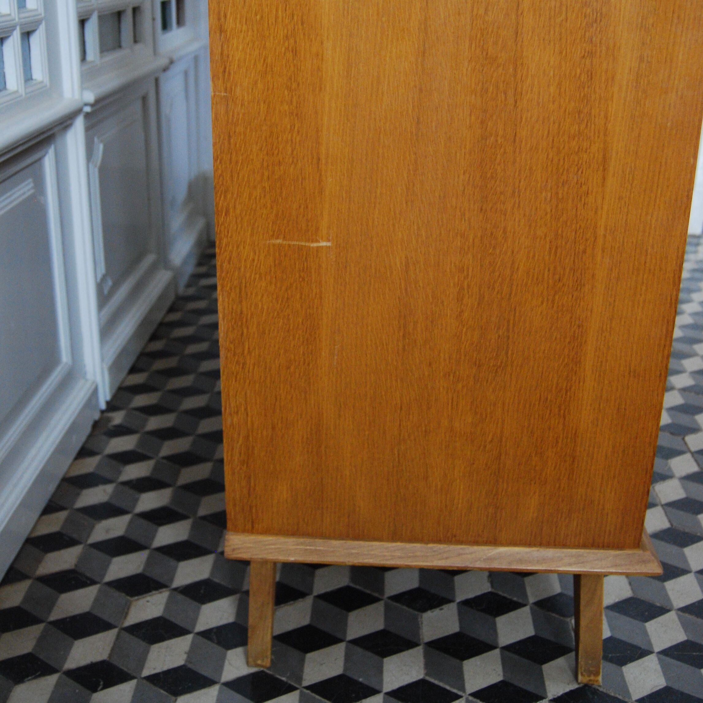 Cabinet vintage wood and rattan
