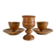 Vintage ceramic and wood egg cups