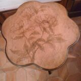 Gueridon table in art nouveau style with floral decoration, signed gervaise.