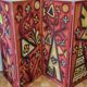 Screen decorated with wool threads, "Huichol" art, Sofia Ribeira, 120 cm