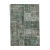 Hand-Knotted Turkish Vintage 170 cm x 245 cm Grey Patchwork Rug