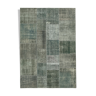 Tapis noué à la main turc vintage 170 cm x 245 cm gris patchwork