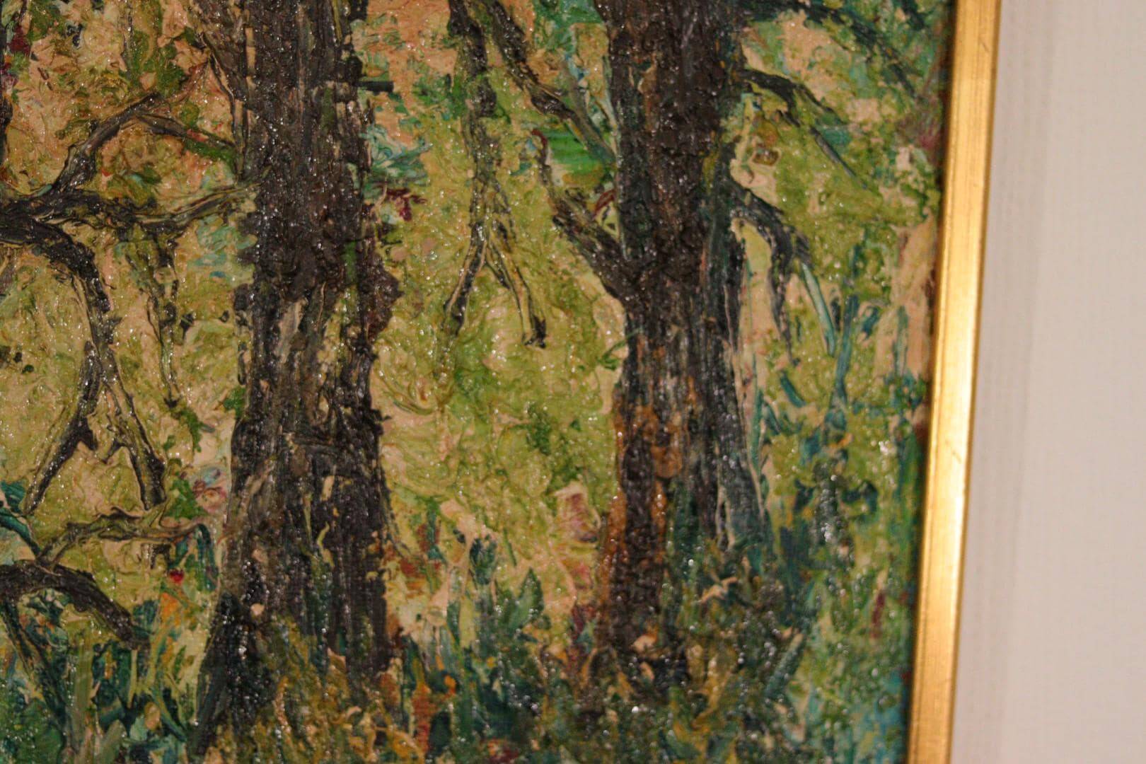Original Mid Century Swedish Oil on Panel – “Textured Forest” by Stig Allan