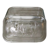 Glass butter dish with cow for decoration