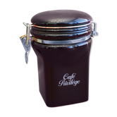 Ceramic coffee pot with black and gold waterproof closure lid