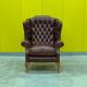 Burgundy Leather Wingback Chesterfield Armchair