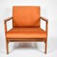 Original scandinavian armchair, restored, 1960s, russet, velvet