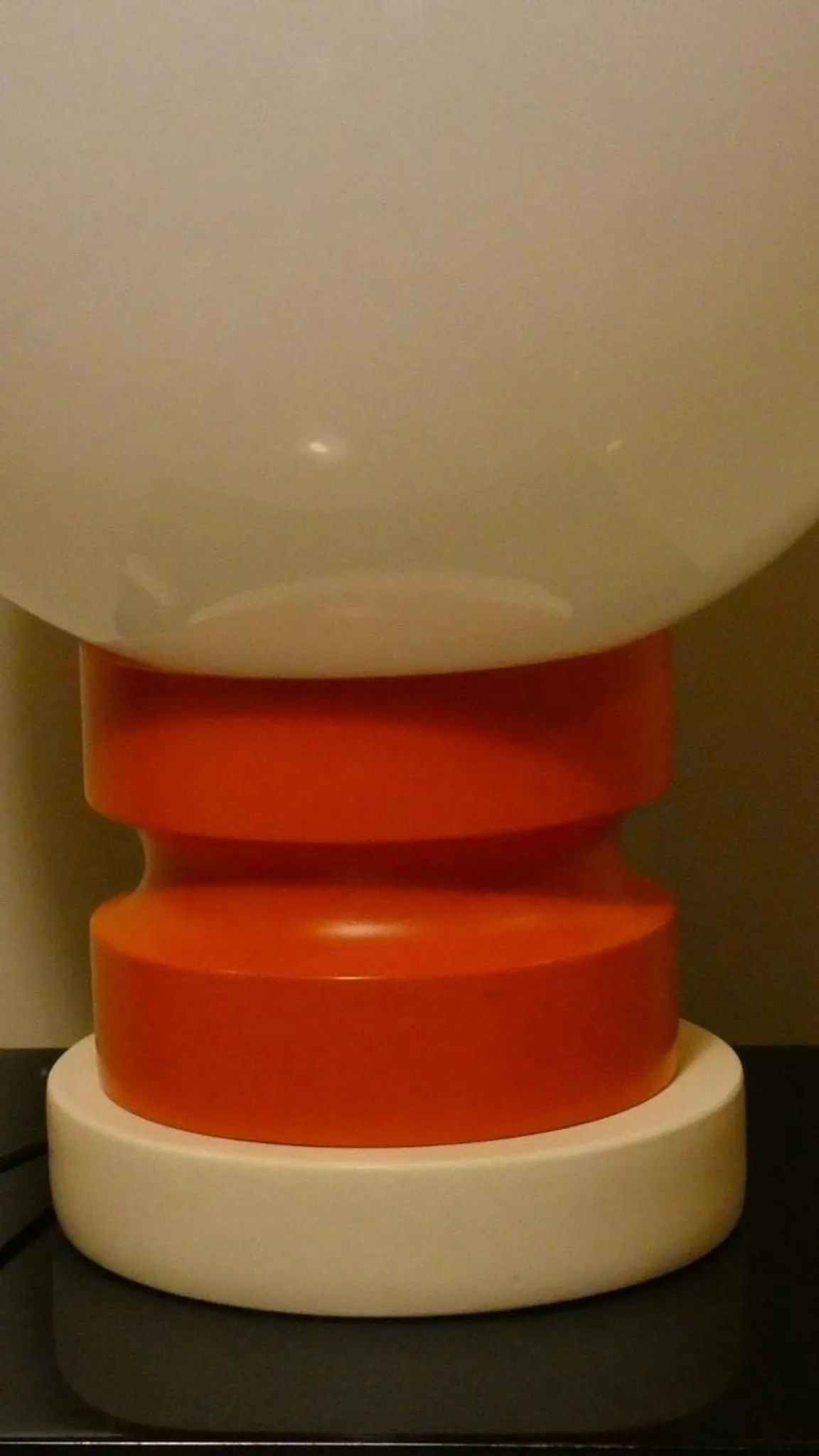 Opaline glass and wood table lamp, Italy, 1970s
