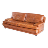 Vintage three-seater leather sofa. Edition by Roche Bobois. France, 70s-80s