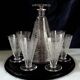 Baccarat lido 7 verres vin + carafe metal argente