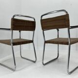 Pair of Bauhaus tubular steel chrome armchairs, 1930s