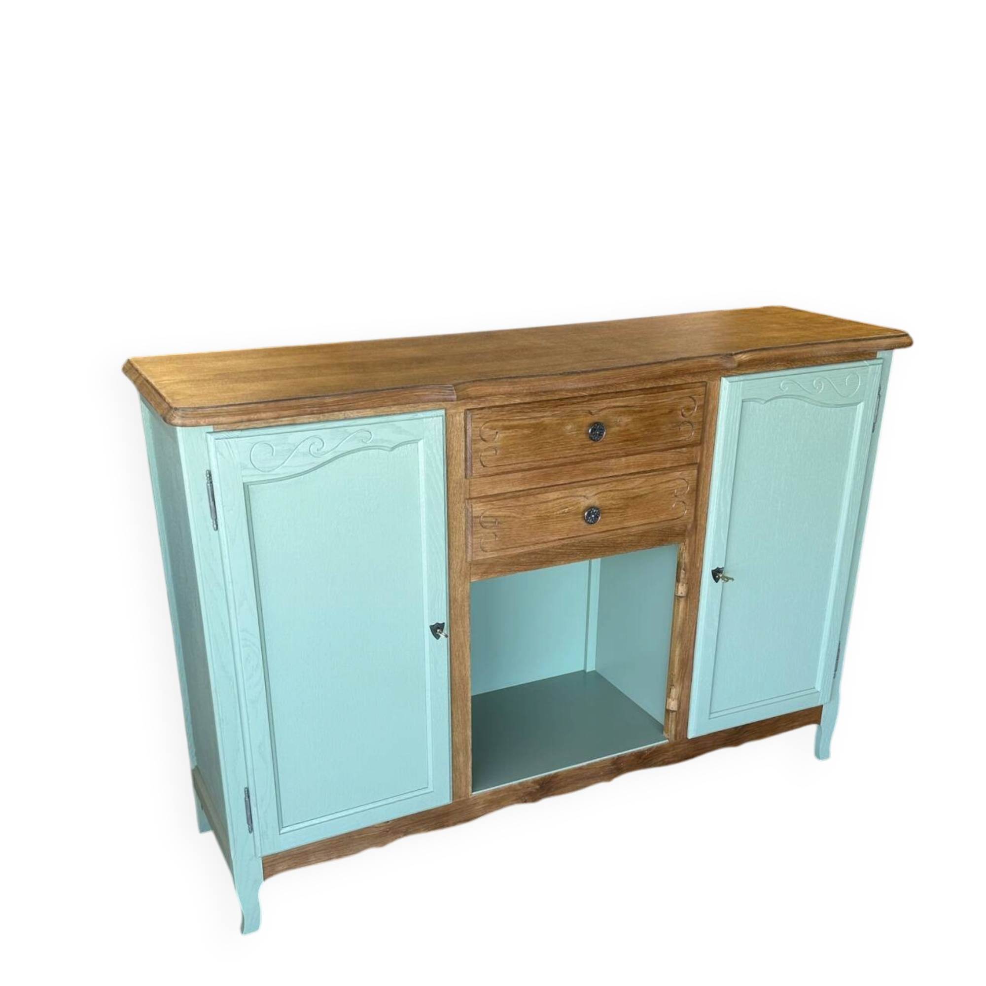 Buffet vintage bois et vert sauge