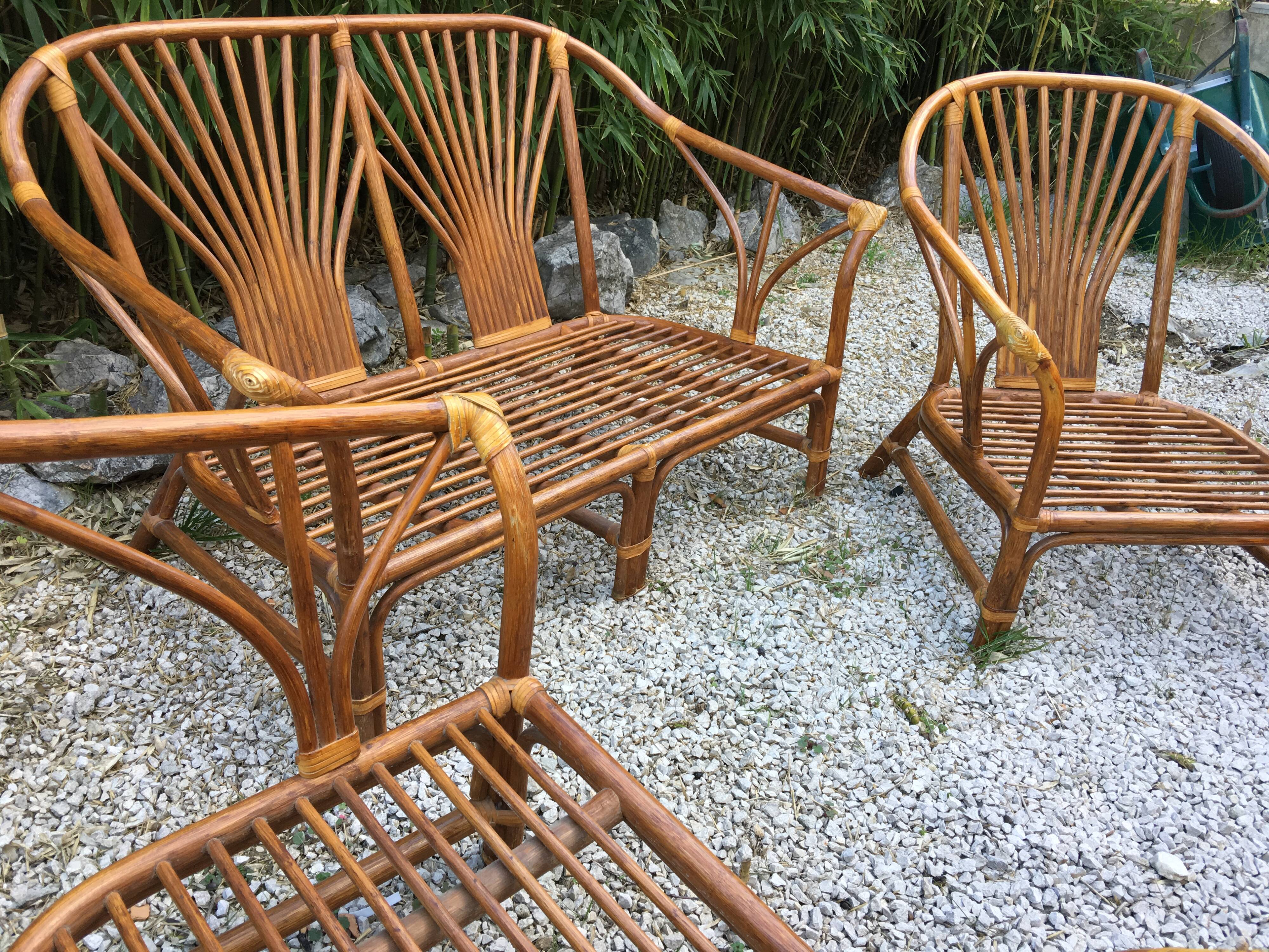 Vintage rattan living room 1970