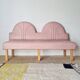Pink faux leather bistro bench for 3 people