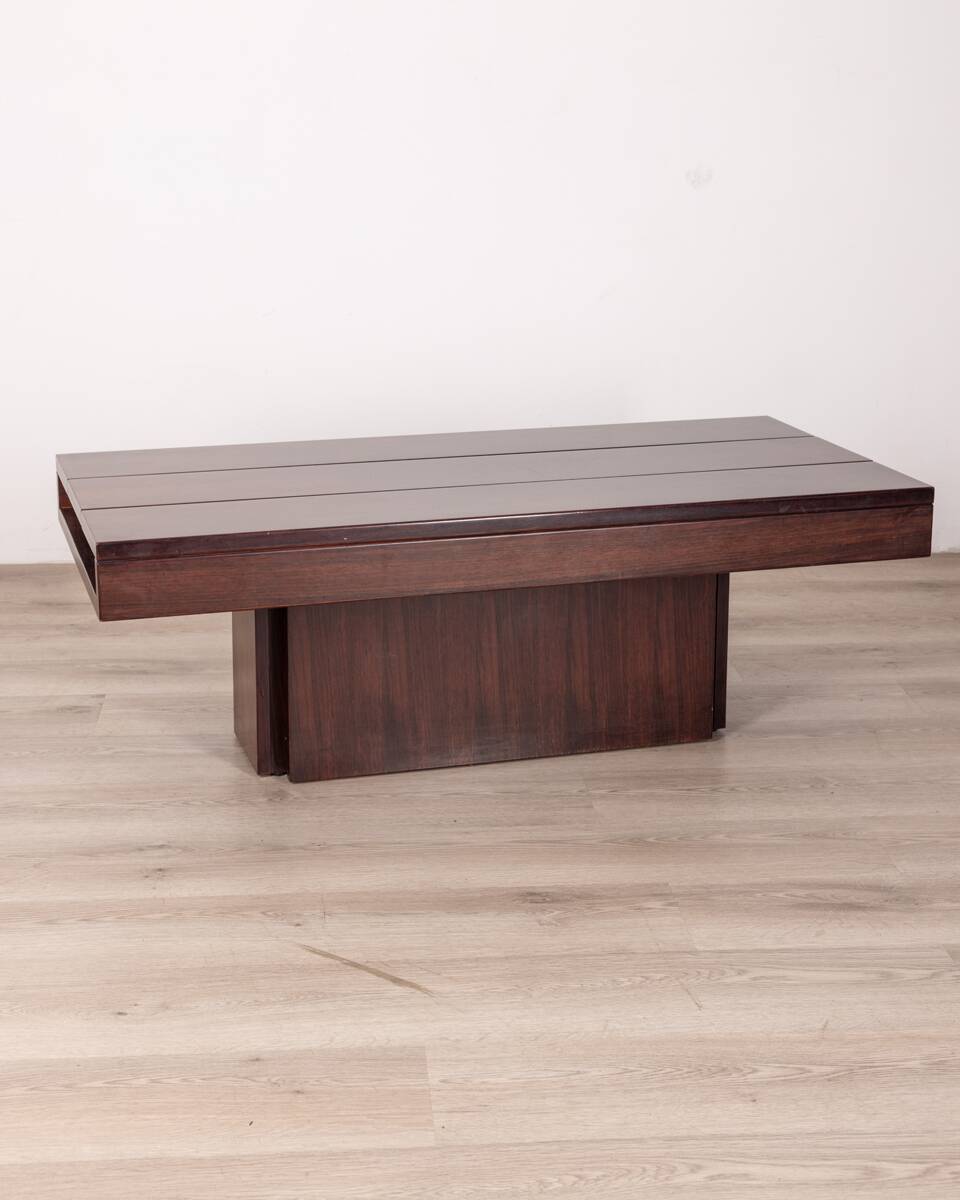 Vintage 60's wooden table with container  italian design
