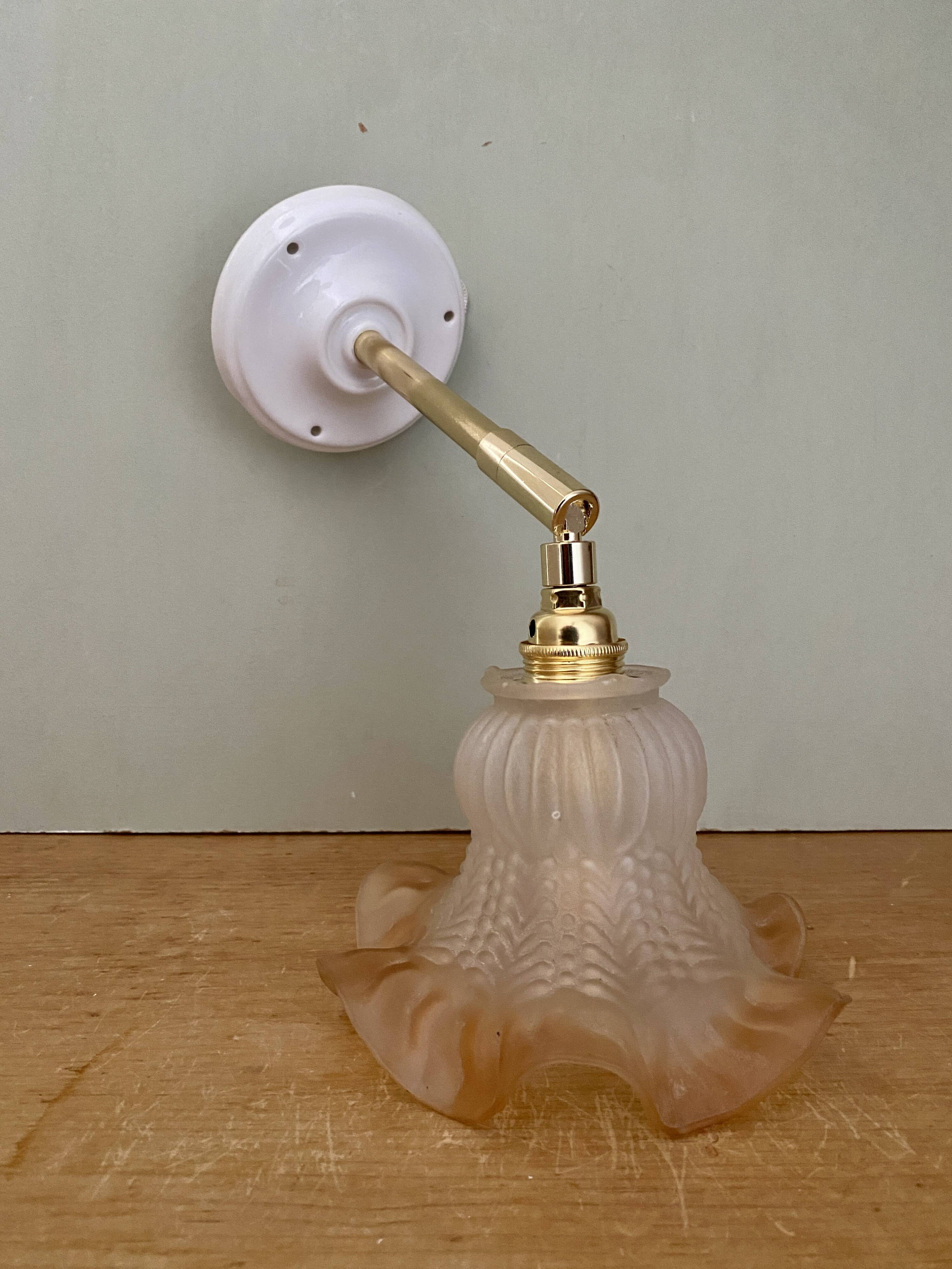 Vintage frosted glass tulip wall lamp