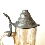 Vintage glass and tin jug