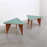 Unique pair of triangular coffee or side tables, 1960s