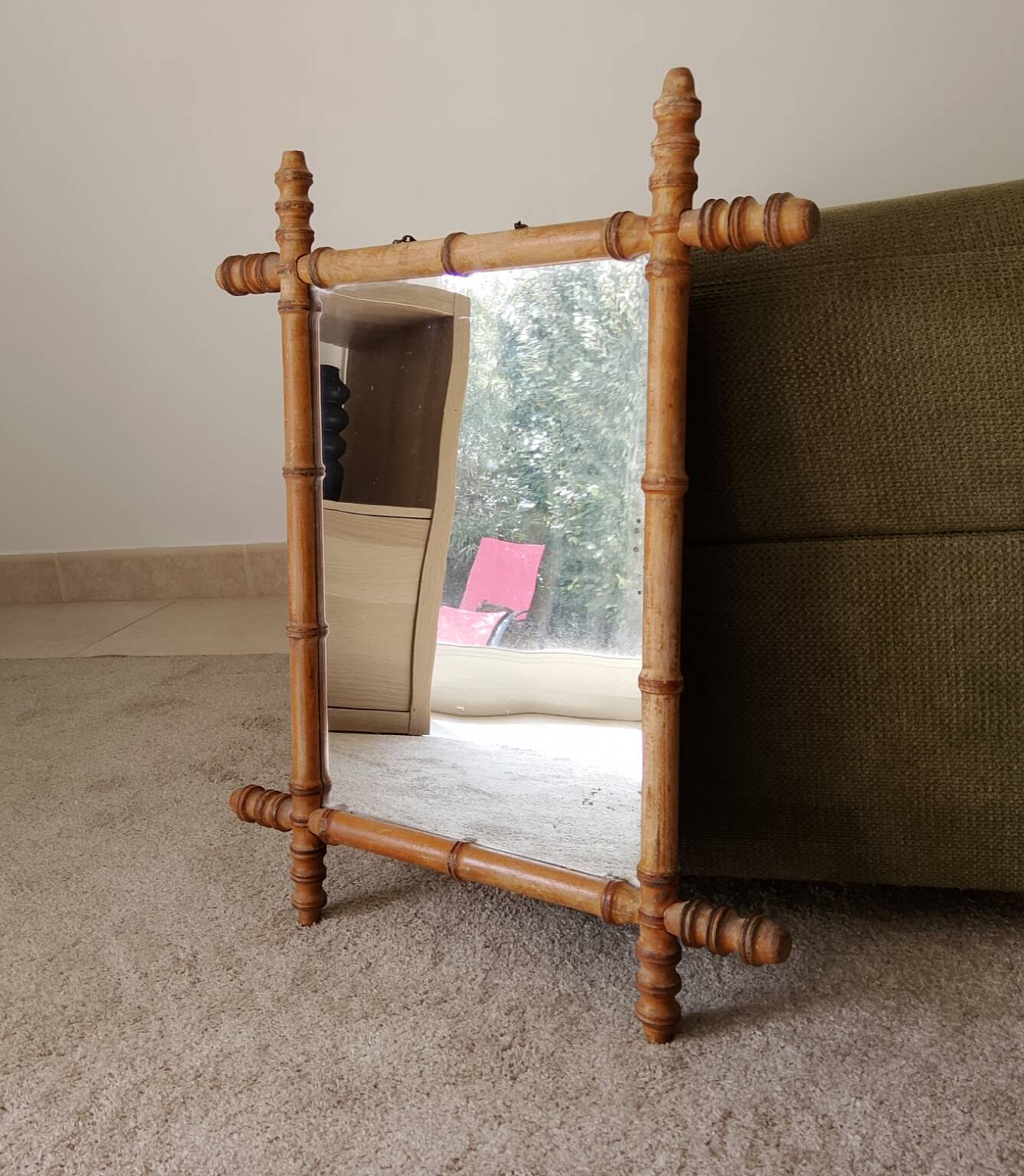 Antique French mirror from the Belle Époque in faux bamboo, 1890/1900.