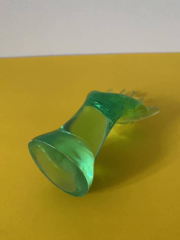 Handmade transparent glass ring sizer in green color