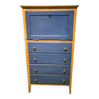 Vintage blue secretary and raw wood