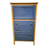 Secrétaire vintage bleu et bois brut