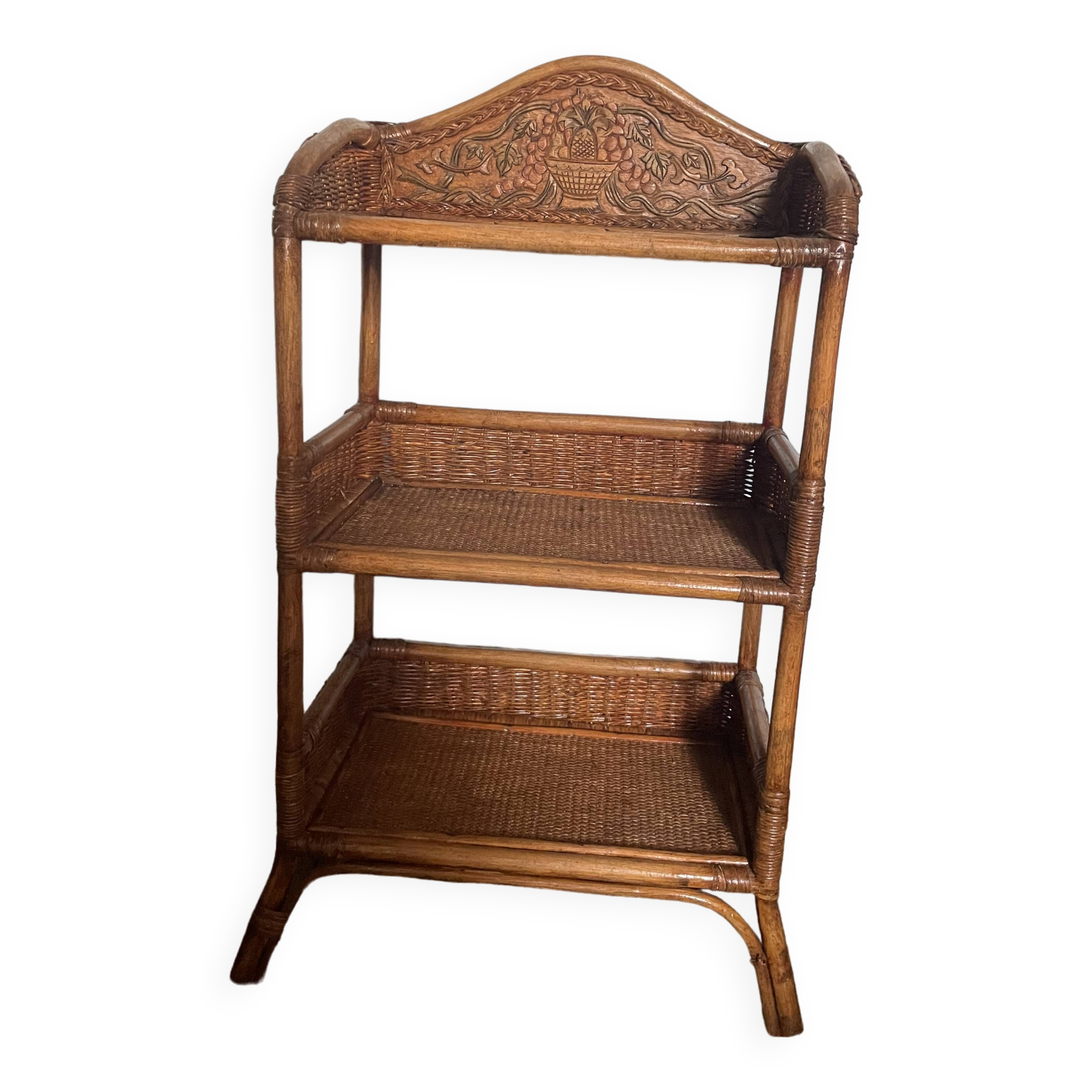 Rattan and cane shelf