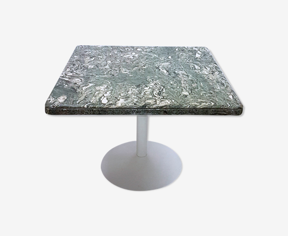 Table à manger en marbre vert avec base de tulipes en acier Verde Alpi années 1970