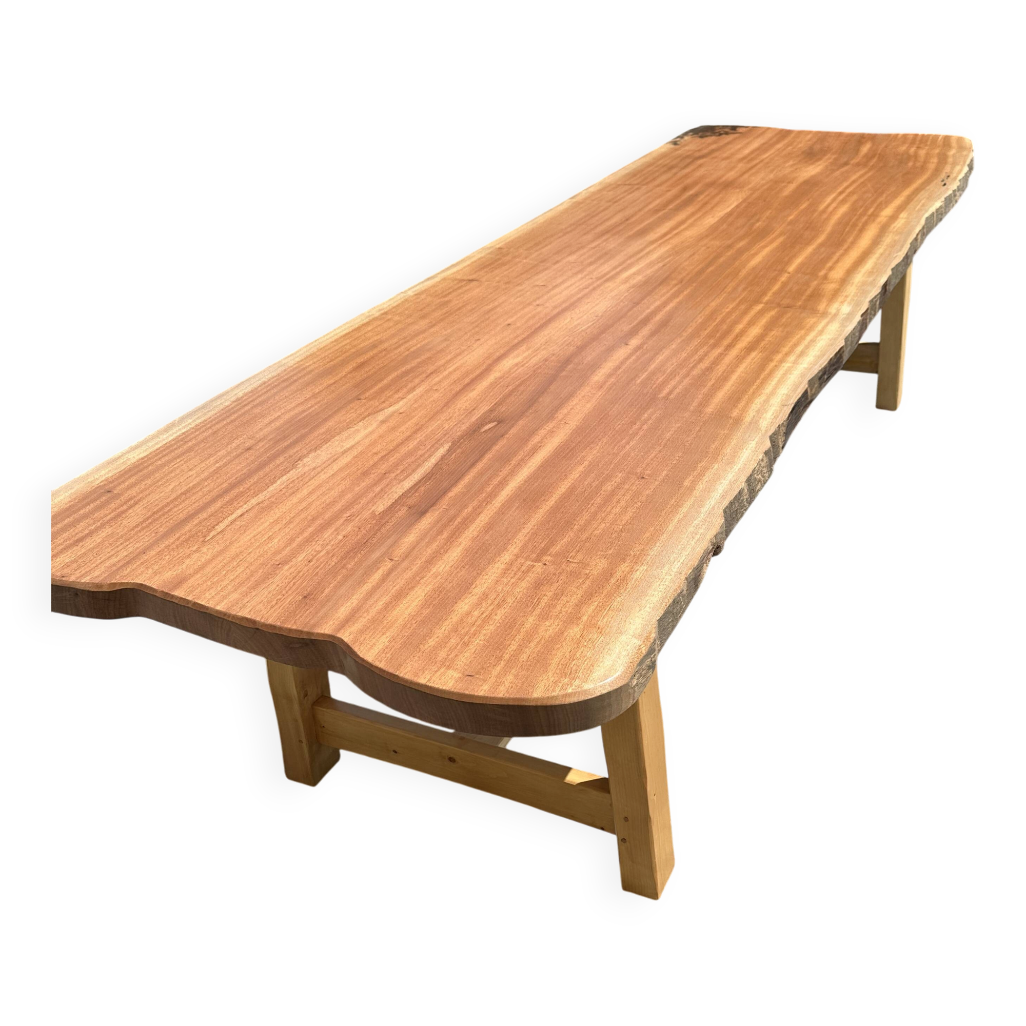 Table d’exception en Sipo massif 3 mètres  Création unique d’ébéniste d'art