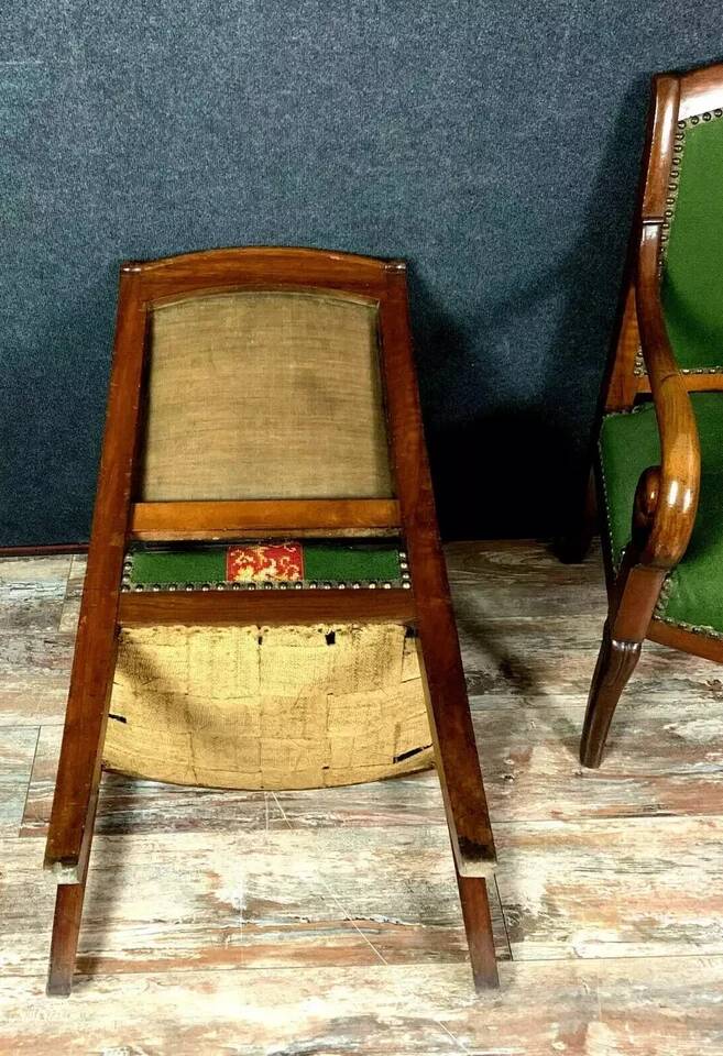 Pair of Empire period restoration mahogany armchairs