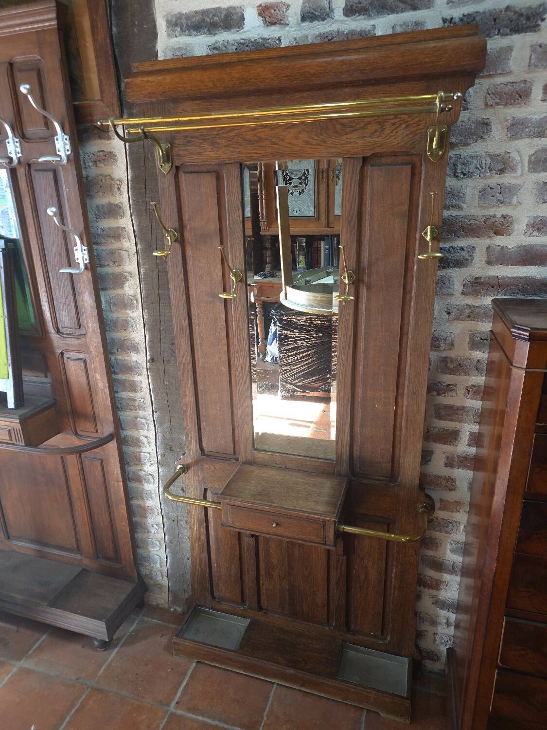 Vestiaire porte manteau ancien en chêne massif